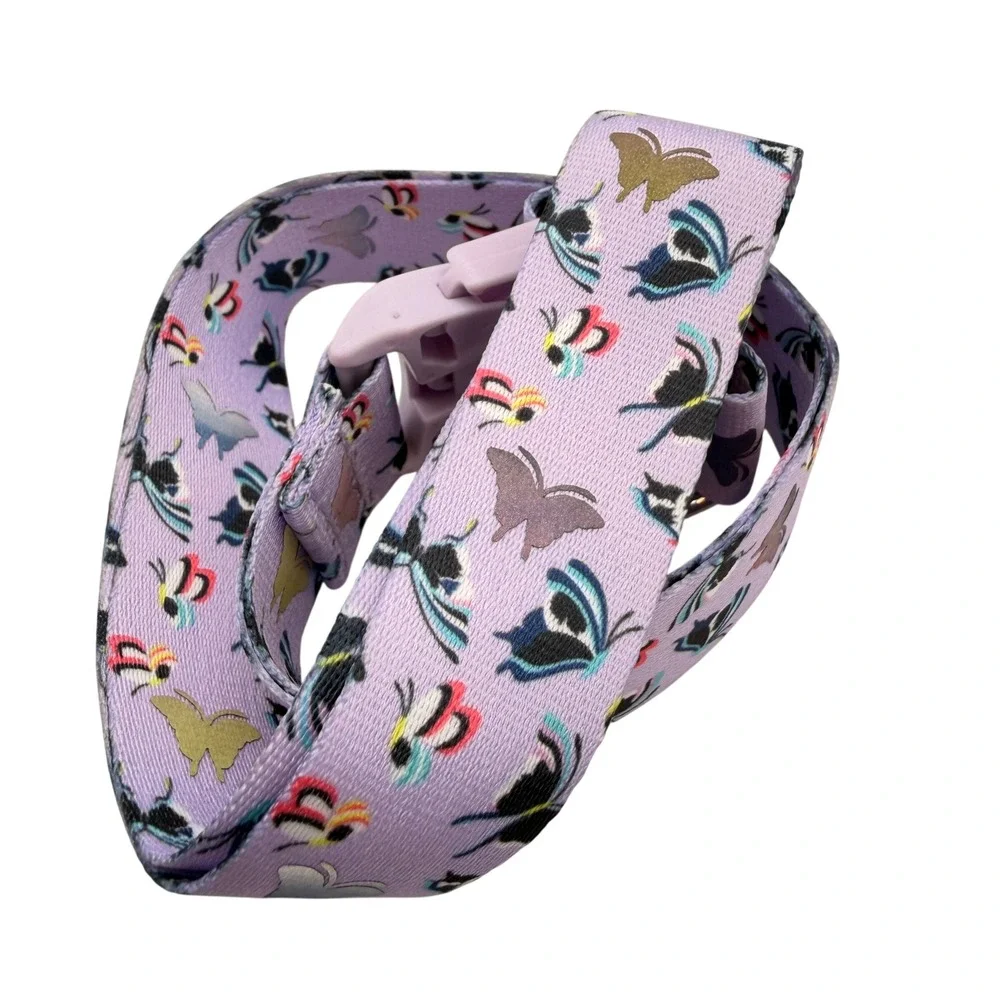 Vera Bradley Wide Lanyard Lavender Butterflies Purple ID Key Holder School Badge